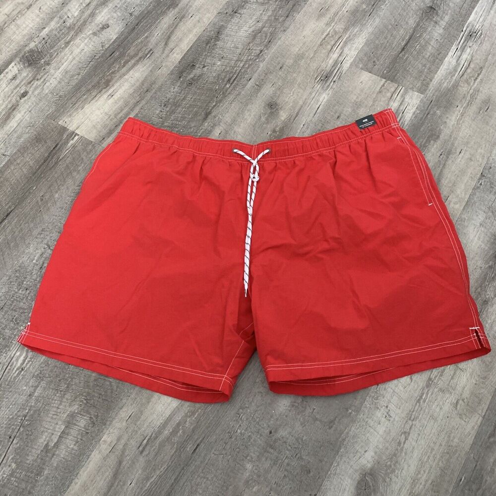 Roundtree & Yorke Swim Trunks Mens Size 4XB Big & Tall 8” Inseam Lined Red NEW
